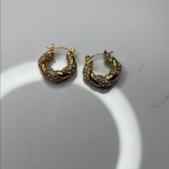 Elegant Gold and Silver Hoop Earrings - Picture 4 of 5